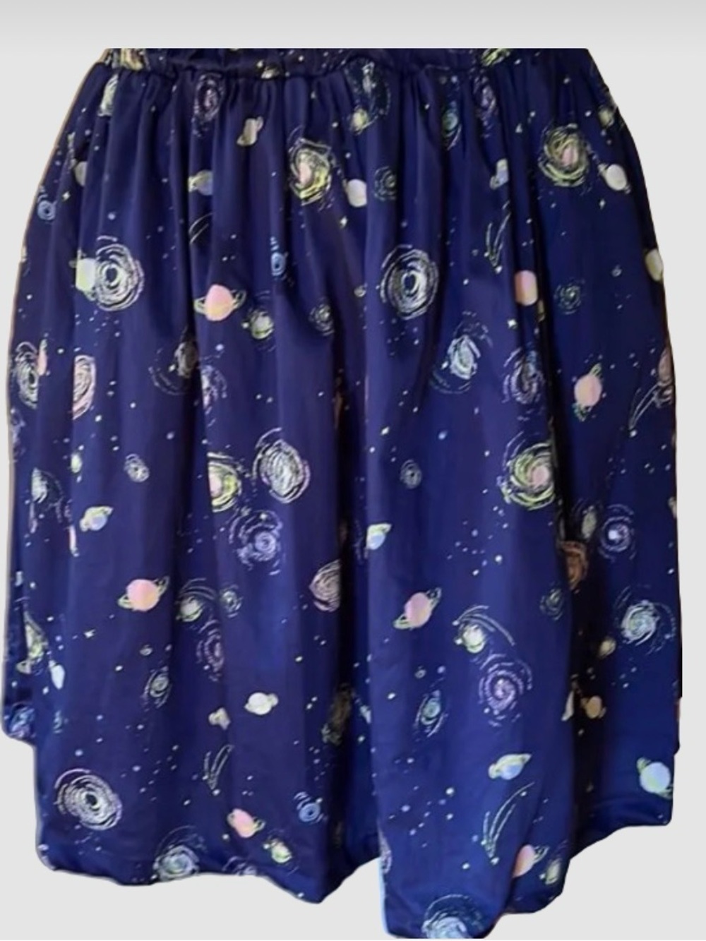 MODCLOTH Linen Women's Plus Size Galaxy Print Full Skirt Navy 2x